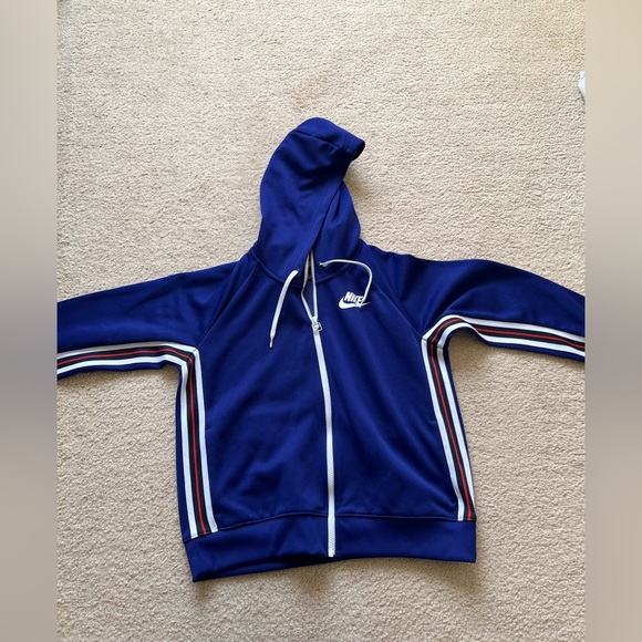 Nike Tops - Women's Nike with White trim Full Zip hoodie Jacket blue